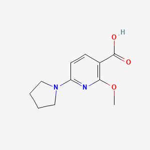molecular formula C11H14N2O3 B1391172 2-Methoxy-6-(pyrrolidin-1-yl)nicotinic acid CAS No. 1228665-72-2