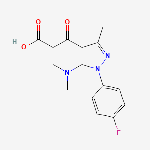 molecular formula C15H12FN3O3 B1391183 1-(4-Fluorophenyl)-3,7-dimethyl-4-oxo-4,7-dihydro-1H-pyrazolo[3,4-b]pyridine-5-carboxylic acid CAS No. 1031605-67-0