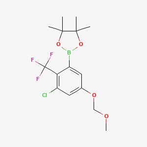 molecular formula C15H19BClF3O4 B13911831 2-[3-Chloro-5-(methoxymethoxy)-2-(trifluoromethyl)phenyl]-4,4,5,5-tetramethyl-1,3,2-dioxaborolane 