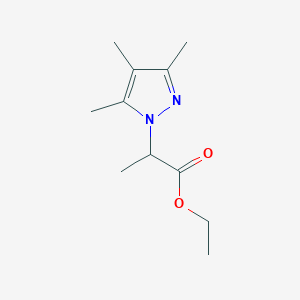 molecular formula C11H18N2O2 B1391190 Ethyl 2-(3,4,5-trimethyl-1H-pyrazol-1-yl)propanoate CAS No. 1217862-97-9