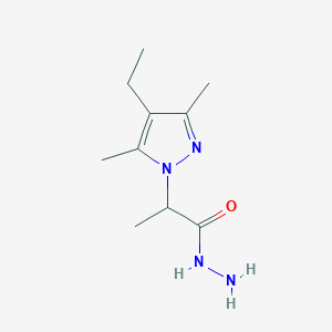 molecular formula C10H18N4O B1391193 2-(4-乙基-3,5-二甲基-1H-吡唑-1-基)丙酰肼 CAS No. 1217862-46-8
