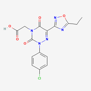 molecular formula C15H12ClN5O5 B1391198 [2-(4-Chlorophenyl)-6-(5-ethyl-1,2,4-oxadiazol-3-yl)-3,5-dioxo-2,5-dihydro-1,2,4-triazin-4(3H)-yl]acetic acid CAS No. 1030101-95-1