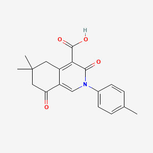 molecular formula C19H19NO4 B1391199 6,6-Dimethyl-2-(4-methylphenyl)-3,8-dioxo-2,3,5,6,7,8-hexahydroisoquinoline-4-carboxylic acid CAS No. 1019186-62-9