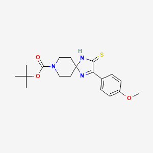 molecular formula C19H25N3O3S B1391201 叔丁基 2-(4-甲氧基苯基)-3-硫代-1,4,8-三氮螺[4.5]癸-1-烯-8-甲酸酯 CAS No. 892295-95-3