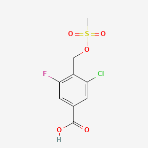 molecular formula C9H8ClFO5S B13912068 3-Chloro-5-fluoro-4-(methylsulfonyloxymethyl)benzoic acid 