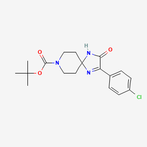 molecular formula C18H22ClN3O3 B1391207 Tert-butyl 2-(4-chlorophenyl)-3-oxo-1,4,8-triazaspiro[4.5]dec-1-ene-8-carboxylate CAS No. 931359-26-1