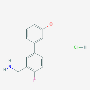 molecular formula C14H15ClFNO B1391218 (4-氟-3'-甲氧基[1,1'-联苯]-3-基)-甲胺盐酸盐 CAS No. 1185301-66-9