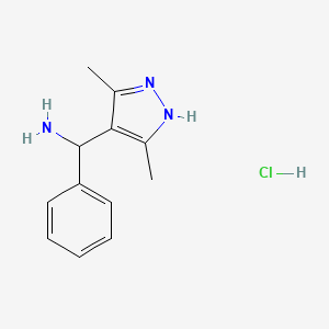 molecular formula C12H16ClN3 B1391221 C-(3,5-二甲基-1H-吡唑-4-基)-C-苯基-甲胺盐酸盐 CAS No. 1257848-41-1