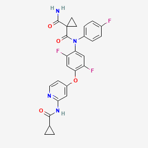 molecular formula C26H21F3N4O4 B13912237 N-(4-((2-(Cyclopropanecarboxamido)pyridin-4-yl)oxy)-2,5-difluorophenyl)-N-(4-fluorophenyl)cyclopropane-1,1-dicarboxamide 