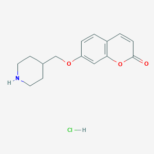 molecular formula C15H18ClNO3 B1391224 7-(4-Piperidinylmethoxy)-2H-chromen-2-one hydrochloride CAS No. 1185296-94-9
