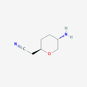 molecular formula C7H12N2O B13912241 (2R,5S)-5-Aminotetrahydropyran-2-acetonitrile 