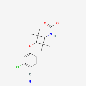 molecular formula C20H27ClN2O3 B13912408 tert-butyl N-[3-(3-chloro-4-cyanophenoxy)-2,2,4,4-tetramethylcyclobutyl]carbamate 