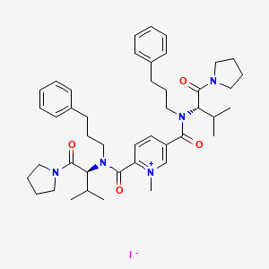 molecular formula C44H60IN5O4 B13912447 1-methyl-2-N,5-N-bis[(2S)-3-methyl-1-oxo-1-pyrrolidin-1-ylbutan-2-yl]-2-N,5-N-bis(3-phenylpropyl)pyridin-1-ium-2,5-dicarboxamide;iodide 