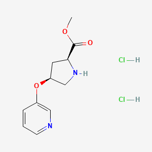 molecular formula C11H16Cl2N2O3 B1391258 甲基 (2S,4S)-4-(3-吡啶氧基)-2-吡咯烷甲酸酯二盐酸盐 CAS No. 1217679-78-1