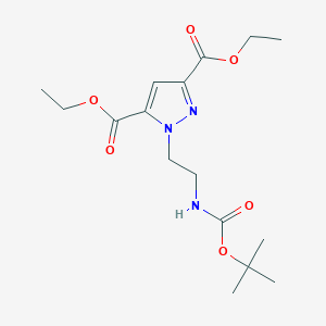 molecular formula C16H25N3O6 B13912625 Diethyl 1-(2-((tert-butoxycarbonyl)amino)ethyl)-1h-pyrazole-3,5-dicarboxylate 