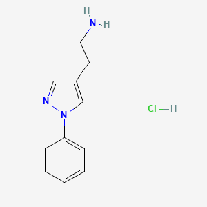 molecular formula C11H14ClN3 B1391269 2-(1-苯基-1H-吡唑-4-基)-乙胺盐酸盐 CAS No. 1185292-99-2
