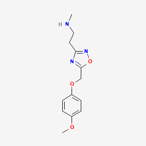 molecular formula C13H17N3O3 B13912735 2-[5-[(4-methoxyphenoxy)methyl]-1,2,4-oxadiazol-3-yl]-N-methylethanamine 