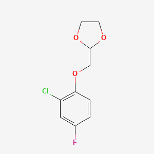 molecular formula C10H10ClFO3 B13912879 2-(2-Chloro-4-fluoro-phenoxy)methyl-1,3-dioxolane 