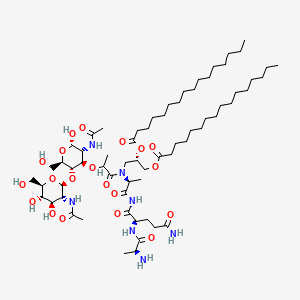 [(2S)-3-[2-[(2S,3R,4R,5S,6R)-3-acetamido-5-[(2S,3R,4R,5S,6R)-3-acetamido-4,5-dihydroxy-6-(hydroxymethyl)oxan-2-yl]oxy-2-hydroxy-6-(hydroxymethyl)oxan-4-yl]oxypropanoyl-[(2S)-1-[[(2R)-5-amino-2-[[(2S)-2-aminopropanoyl]amino]-5-oxopentanoyl]amino]-1-oxopropan-2-yl]amino]-2-hexadecanoyloxypropyl] hexadecanoate