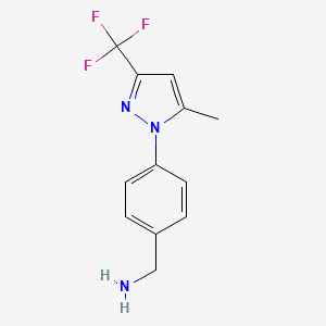 molecular formula C12H12F3N3 B13913033 (4-(5-Methyl-3-(trifluoromethyl)-1H-pyrazol-1-YL)phenyl)methanamine 