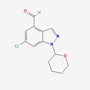 molecular formula C13H13ClN2O2 B13913116 6-Chloro-1-tetrahydropyran-2-YL-indazole-4-carbaldehyde 