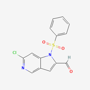 molecular formula C14H9ClN2O3S B13913140 1-(Benzenesulfonyl)-6-chloro-pyrrolo[3,2-c]pyridine-2-carbaldehyde 