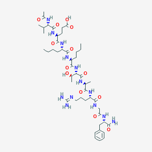 molecular formula C48H79N13O13 B139132 (4S)-4-[[(2S)-2-acetamido-3-methylbutanoyl]amino]-5-[[(2S)-1-[[(2S)-1-[[(2S,3R)-1-[[(2S)-1-[[(2S)-1-[[2-[[(2S)-1-amino-1-oxo-3-phenylpropan-2-yl]amino]-2-oxoethyl]amino]-5-(diaminomethylideneamino)-1-oxopentan-2-yl]amino]-1-oxopropan-2-yl]amino]-3-hydroxy-1-oxobutan-2-yl]amino]-1-oxohexan-2-yl]amino]-1-oxohexan-2-yl]amino]-5-oxopentanoic acid CAS No. 136849-68-8