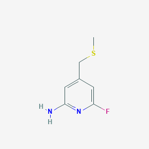 molecular formula C7H9FN2S B13913211 6-Fluoro-4-[(methylsulfanyl)methyl]pyridin-2-amine 