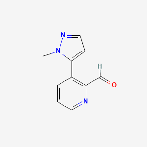 molecular formula C10H9N3O B13913316 3-(1-Methyl-1H-pyrazol-5-yl)picolinaldehyde 