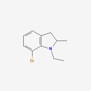 molecular formula C11H14BrN B13913361 7-Bromo-1-ethyl-2-methyl-indoline 