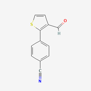 molecular formula C12H7NOS B1391338 4-(3-甲酰基噻吩-2-基)苯甲腈 CAS No. 1215859-07-6