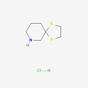 molecular formula C7H14ClNS2 B1391348 1,4-二硫-7-氮杂螺[4.5]癸烷盐酸盐 CAS No. 958451-84-8