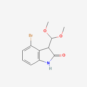 molecular formula C11H12BrNO3 B13913507 4-Bromo-3-(dimethoxymethyl)indolin-2-one 