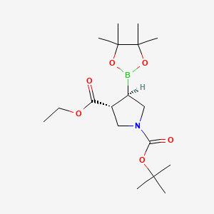 molecular formula C18H32BNO6 B13913609 1-O-tert-butyl 3-O-ethyl (3R,4R)-4-(4,4,5,5-tetramethyl-1,3,2-dioxaborolan-2-yl)pyrrolidine-1,3-dicarboxylate 