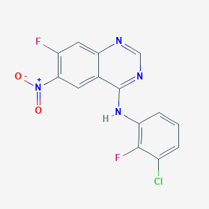 molecular formula C14H7ClF2N4O2 B13913801 4-Quinazolinamine, N-(3-chloro-2-fluorophenyl)-7-fluoro-6-nitro- CAS No. 936558-43-9