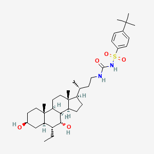 molecular formula C36H58N2O5S B13913911 Benzenesulfonamide, 4-(1,1-dimethylethyl)-N-[[[(3|A,5|A,6|A,7|A)-6-ethyl-3,7-dihydroxy-24-norcholan-23-yl]amino]carbonyl]- 