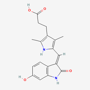 3-[5-[(E)-(6-hydroxy-2-oxo-1H-indol-3-ylidene)methyl]-2,4-dimethyl-1H-pyrrol-3-yl]propanoic acid