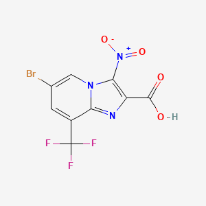 molecular formula C9H3BrF3N3O4 B13914002 6-Bromo-3-nitro-8-trifluoromethyl-imidazo[1,2-a]pyridine-2-carboxylic acid 