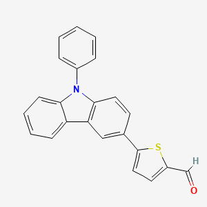 molecular formula C23H15NOS B13914024 5-(9-Phenyl-9H-carbazol-3-yl)thiophene-2-carbaldehyde 