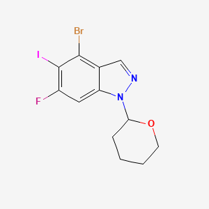 molecular formula C12H11BrFIN2O B13914073 4-Bromo-6-fluoro-5-iodo-1-tetrahydropyran-2-YL-indazole 