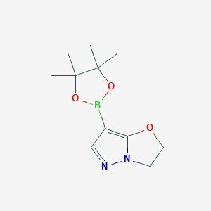 molecular formula C11H17BN2O3 B13914137 7-(4,4,5,5-Tetramethyl-1,3,2-dioxaborolan-2-yl)-2,3-dihydropyrazolo[5,1-b]oxazole 