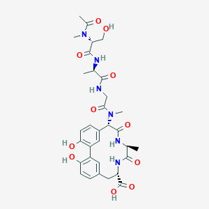 (8S,11S,14S)-14-[[2-[[(2R)-2-[[(2R)-2-[acetyl(methyl)amino]-3-hydroxypropanoyl]amino]propanoyl]amino]acetyl]-methylamino]-3,18-dihydroxy-11-methyl-10,13-dioxo-9,12-diazatricyclo[13.3.1.12,6]icosa-1(18),2,4,6(20),15(19),16-hexaene-8-carboxylic acid