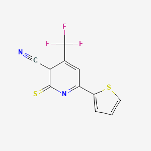 molecular formula C11H5F3N2S2 B13914234 2-sulfanylidene-6-thiophen-2-yl-4-(trifluoromethyl)-3H-pyridine-3-carbonitrile 