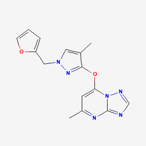 molecular formula C15H14N6O2 B13914252 7-{[1-(furan-2-ylmethyl)-4-methyl-1H-pyrazol-3-yl]oxy}-5-methyl[1,2,4]triazolo[1,5-a]pyrimidine 