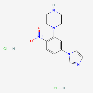 molecular formula C13H17Cl2N5O2 B1391427 1-(5-(1H-Imidazol-1-yl)-2-nitrophenyl)-piperazine dihydrochloride CAS No. 1177093-15-0