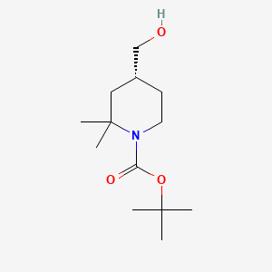 molecular formula C13H25NO3 B13914277 tert-butyl (4R)-4-(hydroxymethyl)-2,2-dimethyl-piperidine-1-carboxylate 