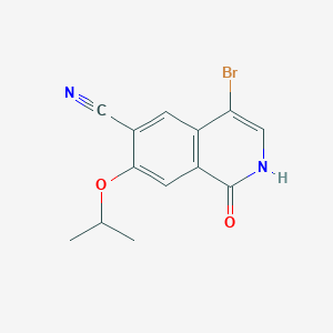 molecular formula C13H11BrN2O2 B13914306 4-bromo-1-oxo-7-propan-2-yloxy-2H-isoquinoline-6-carbonitrile 