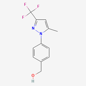 molecular formula C12H11F3N2O B13914341 [4-[5-Methyl-3-(trifluoromethyl)pyrazol-1-yl]phenyl]methanol 