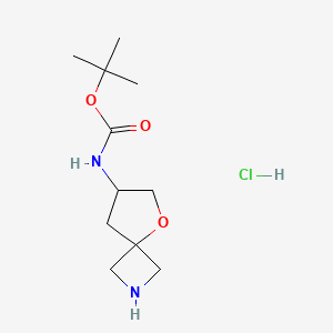 molecular formula C11H21ClN2O3 B13914368 tert-butyl N-(5-oxa-2-azaspiro[3.4]octan-7-yl)carbamate;hydrochloride 