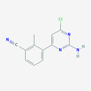 molecular formula C12H9ClN4 B13914426 3-(2-Amino-6-chloropyrimidin-4-yl)-2-methylbenzonitrile 